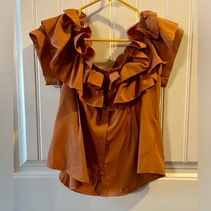 SHEIN Ruffled Rust Blouse